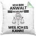 Anwalt Geschenk Kissen mit Füllung 40x40 Lustiger Spruch Ich Bin Anwalt Warum Weil Ich Es Kann Geschenkidee Bester Anwalt Geburtstag (Grau) Grün Trendation