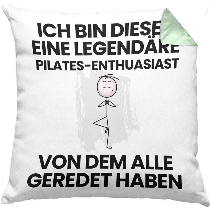Pilates-Enthusiast Geschenk Kissen mit Füllung 40x40 Lustige Geschenkidee Geburtstag für Pilates-Enthusiast Ich Bin Dieser Legendäre Pilates-Enthusiast Von Dem Alle Geredet Haben (Grau) Grün Trendation