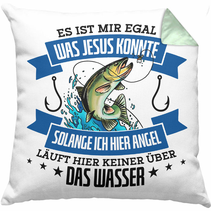Lustige Kissen mit Füllung 40x40 für Angler Lustiger Spruch Geschenkidee (Grau) Grün Trendation