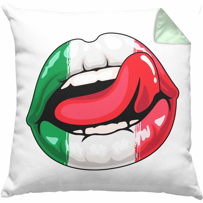 Italien Kissen mit Füllung 40x40 Geschenk Lippen Italiener Geschenkidee Sprüche (Grau) Grün Trendation