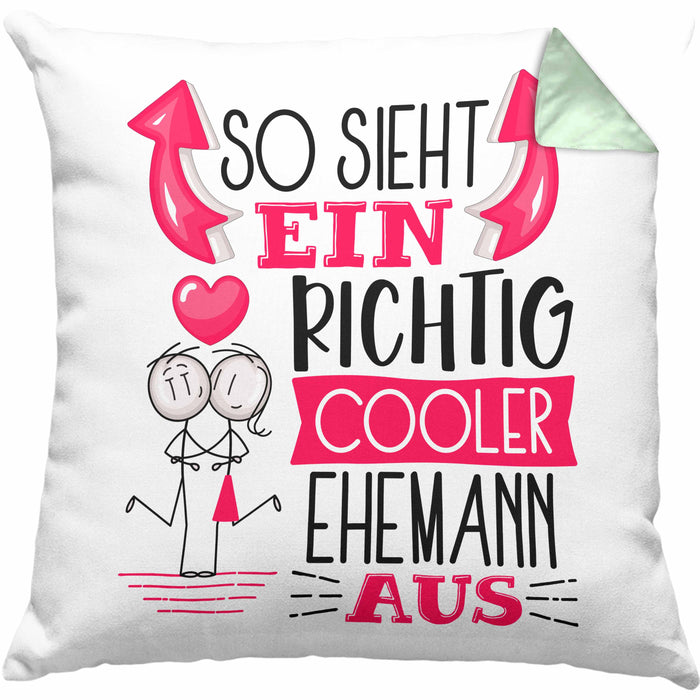 Ehemann Kissen mit Füllung 40x40 Geschenk So Sieht Ein RIchtig Cooler Ehemann Aus Geschenkidee Lustiger Spruch Geburtstag (Grau) Grün Trendation