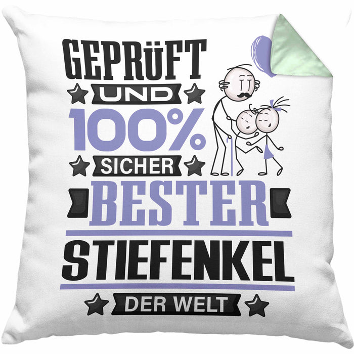 Stiefenkel Geschenk Lustiger Spruch für Stiefenkel Geschenkidee Bester Stiefenkel Der WeltKissen mit Füllung 40x40 (Grau) Grün Trendation