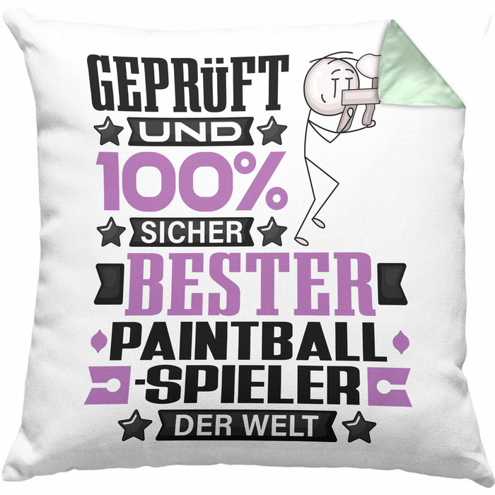 Paintballspieler Geschenk Lustiger Spruch für Paintballspieler Geschenkidee Bester Paintballspieler Der WeltKissen mit Füllung 40x40 (Grau) Grün Trendation