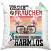 Französische Bulldogge Besitzerin Frauchen Kissen mit Füllung 40x40 Geschenk Lustiger Spruch Geschenkidee Vorsicht Vor Dem Frauchen (Grau) Grün Trendation