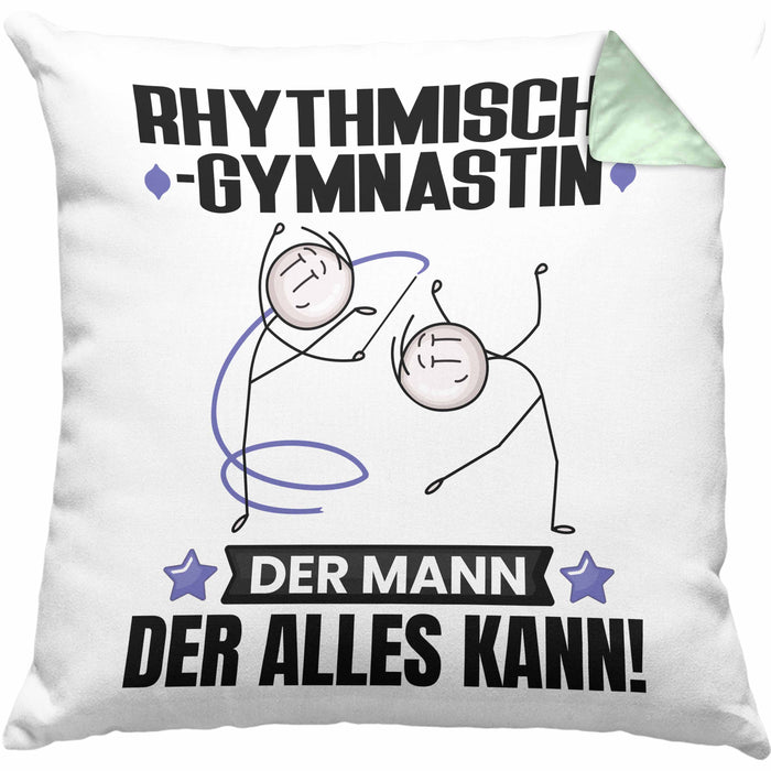 RhythmischeGymnastin Kissen mit Füllung 40x40 Geschenk für RhythmischeGymnastin Der Mann Der Alles Kann Geschenkidee zum Geburtstag (Grau) Grün Trendation
