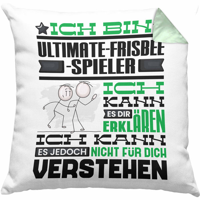 Ultimate-Frisbee-Spieler Geschenk Kaffee-Kissen mit Füllung 40x40 Geschenkidee für Ultimate-Frisbee-Spieler Ich Bin Ultimate-Frisbee-Spieler Ich Kann Es Dir Erklären Jedoch Nicht Für Dich Verstehen Spruch Lustig (Grau) Grün Trendation