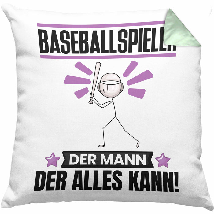 Baseballspieler Kissen mit Füllung 40x40 Geschenk für Baseballspieler Der Mann Der Alles Kann Geschenkidee zum Geburtstag (Grau) Grün Trendation
