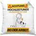 Hundebesitzer Kissen mit Füllung 40x40 Geschenk Lustiger Spruch Geschenkidee für Hundebesitzer Achtung Hochleistungs Hundebesitzer Bei Der Arbeit (Grau) Grün Trendation