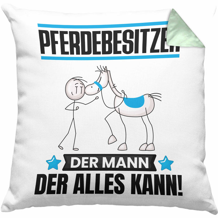 Pferdebesitzer Kissen mit Füllung 40x40 Geschenk für Pferdebesitzer Der Mann Der Alles Kann Geschenkidee zum Geburtstag (Grau) Grün Trendation
