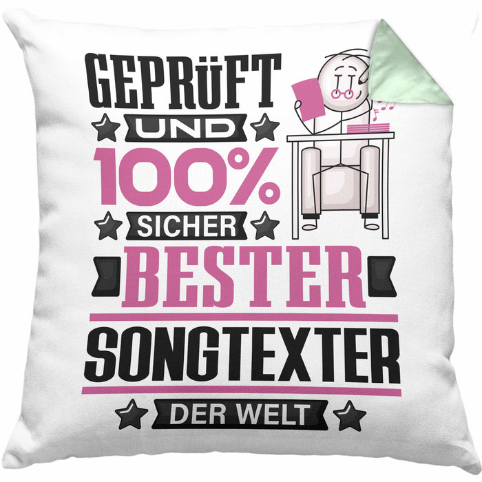 Songtexter Geschenk Lustiger Spruch für Songtexter Geschenkidee Bester Songtexter Der WeltKissen mit Füllung 40x40 (Grau) Grün Trendation