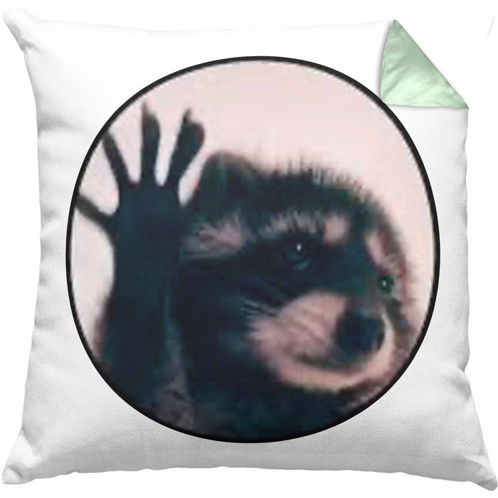 Waschbär Meme Kissen mit Füllung 40x40 Geschenk Lustiger Waschbär (Grau) Grün Trendation