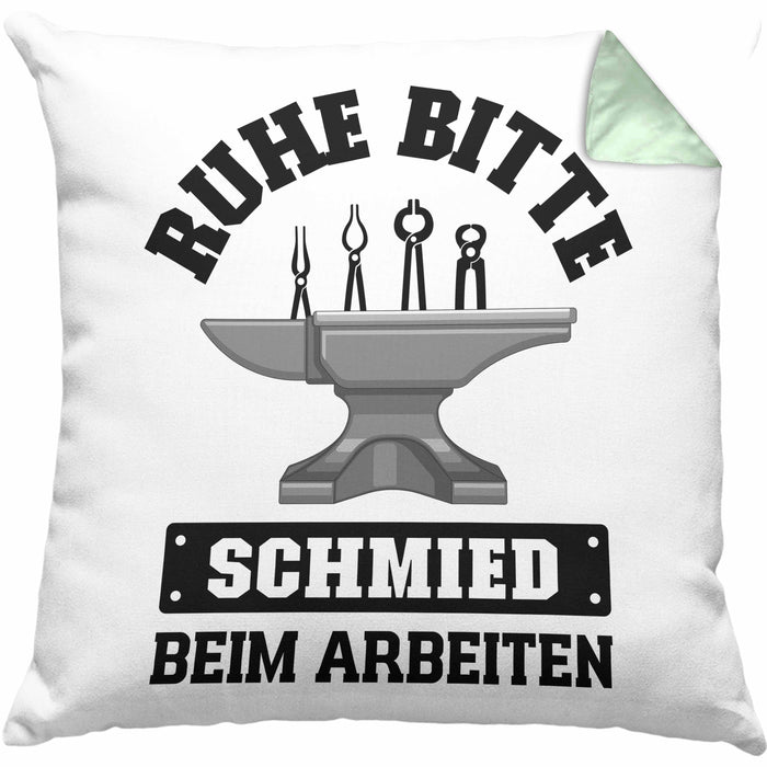 Schmied Geschenke Kissen mit Füllung 40x40 mit Spruch Hufschmied Geschenkidee (Grau) Grün Trendation