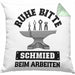 Schmied Geschenke Kissen mit Füllung 40x40 mit Spruch Hufschmied Geschenkidee (Grau) Grün Trendation