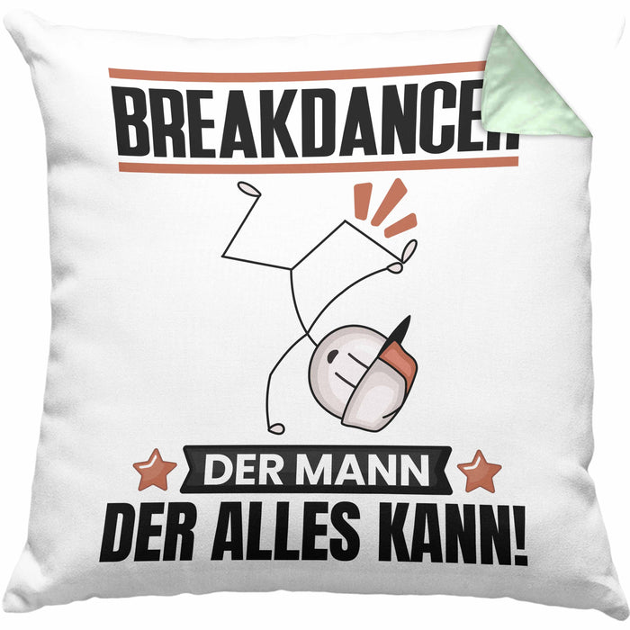 Breakdancer Kissen mit Füllung 40x40 Geschenk für Breakdancer Der Mann Der Alles Kann Geschenkidee zum Geburtstag (Grau) Grün Trendation
