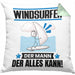 Windsurfer Kissen mit Füllung 40x40 Geschenk für Windsurfer Der Mann Der Alles Kann Geschenkidee zum Geburtstag (Grau) Grün Trendation