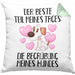 Hundebesitzer Kissen mit Füllung 40x40 Geschenk Bester Teil Des Tages Die Begrüßung Meines Hundes Geschenkidee Hunde Mama Frauchen Herrchen (Grau) Grün Trendation