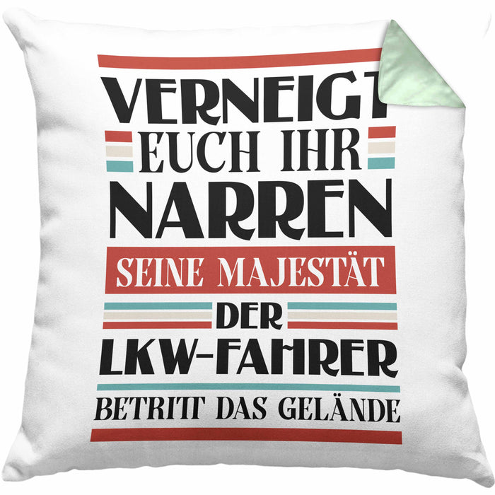 LKW Fahrer Geschenk Kissen mit Füllung 40x40 Geschenke Zubehör Lustig Mann Lkwfahrer Geschenkidee Kissen mit Füllung 40x40 mit Spruch (Grau) Grün Trendation
