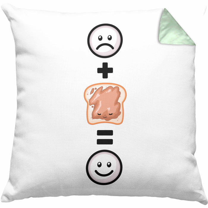 Erdnussbutter Kissen mit Füllung 40x40 Geschenk für Erdnussbutter-Liebhaber Lustige Geschenkidee :( + Peanutbutter = :) Geburtstag (Grau) Grün Trendation