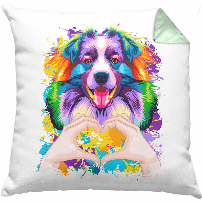 Australian Shepherd Besitzer Farbe Love Kissen mit Füllung 40x40 Geschenk Lustiger Spruch Geschenkidee Australian Shepherd Besitzerin (Grau) Grün Trendation