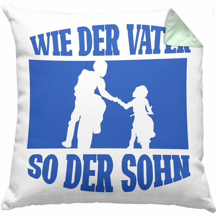 Lustige Motorrad-Kissen mit Füllung 40x40 für Vater und Sohn Geschenk zum Vatertag Wie Der Vater So Der Sohn (Grau) Grün Trendation
