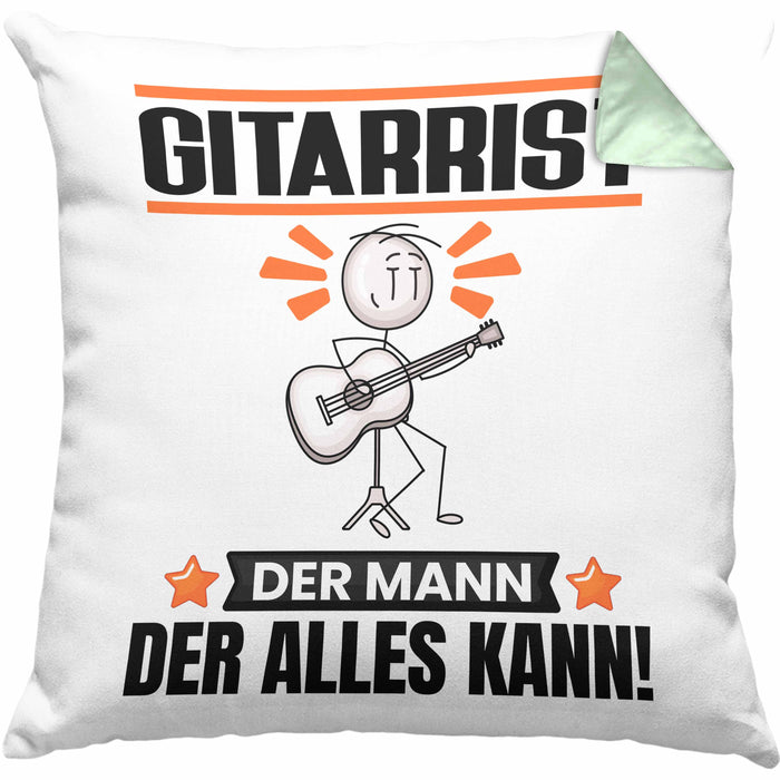 Gitarrist Kissen mit Füllung 40x40 Geschenk für Gitarrist Der Mann Der Alles Kann Geschenkidee zum Geburtstag (Grau) Grün Trendation