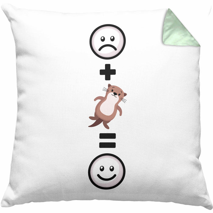 Otter Kissen mit Füllung 40x40 Geschenk für Otter-Liebhaber Fans Lustige Geschenkidee :( + Otter Tier = :) Geburtstag (Grau) Grün Trendation