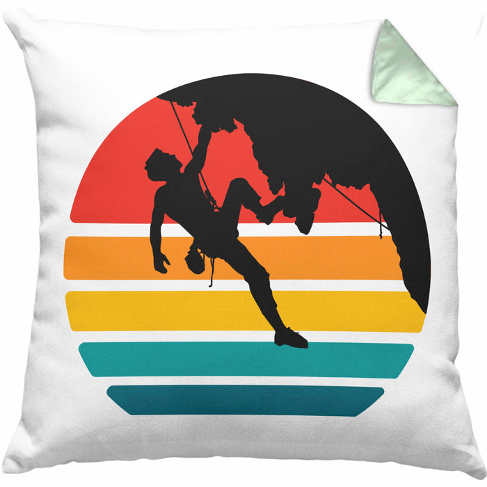 Bouldern Kissen mit Füllung 40x40 Klettern Grafik Geschenk für Kletterfans Boulderer (Grau) Grün Trendation