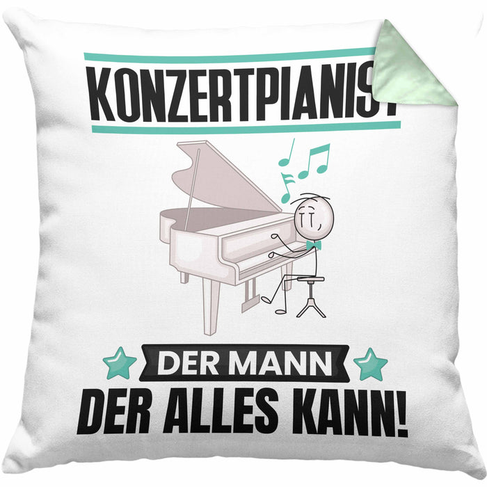 Konzertpianist Kissen mit Füllung 40x40 Geschenk für Konzertpianist Der Mann Der Alles Kann Geschenkidee zum Geburtstag (Grau) Grün Trendation