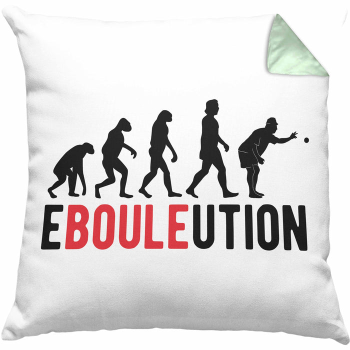 Boule Kissen mit Füllung 40x40 Geschenk Ebouleution Pétanque Boule-Spieler Geschenkidee Spruch (Grau) Grün Trendation