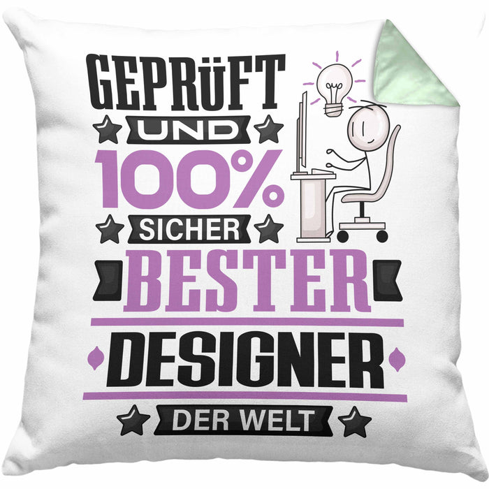 Designer Geschenk Lustiger Spruch für Designer Geschenkidee Bester Designer Der WeltKissen mit Füllung 40x40 (Grau) Grün Trendation