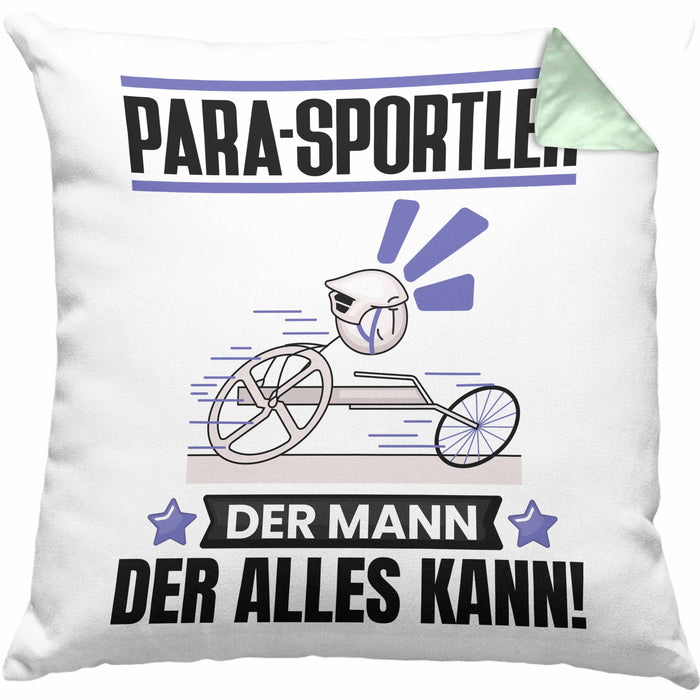 Para-Sportler Kissen mit Füllung 40x40 Geschenk für Para-Sportler Der Mann Der Alles Kann Geschenkidee zum Geburtstag (Grau) Grün Trendation