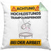 Trampolinspringer Kissen mit Füllung 40x40 Geschenk Lustiger Spruch Geschenkidee für Trampolinspringer Achtung Hochleistungs Trampolinspringer Bei Der Arbeit (Grau) Grün Trendation