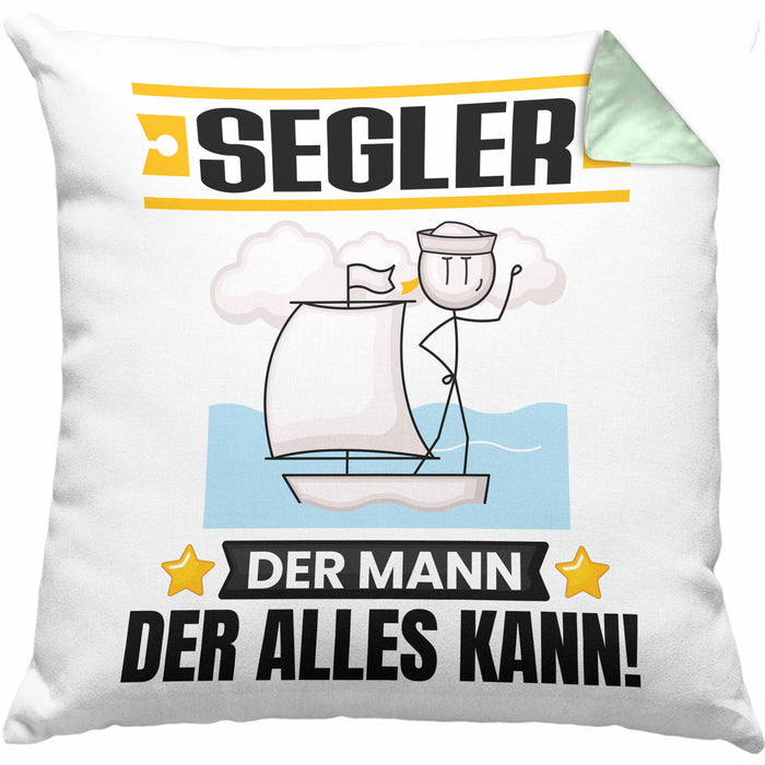 Segler Kissen mit Füllung 40x40 Geschenk für Segler Der Mann Der Alles Kann Geschenkidee zum Geburtstag (Grau) Grün Trendation