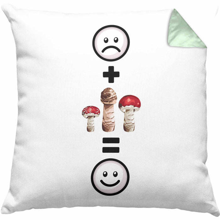 Pilze Sammlen Kissen mit Füllung 40x40 Geschenk für Pilzsammler :( + Pilze = :) Lustige Geschenkidee Geburtstag (Grau) Grün Trendation