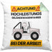 Geländewagenfahrer Kissen mit Füllung 40x40 Geschenk Lustiger Spruch Geschenkidee für Geländewagenfahrer Achtung Hochleistungs Geländewagenfahrer Bei Der Arbeit (Grau) Grün Trendation