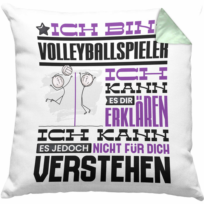 Volleyballspieler Geschenk Kaffee-Kissen mit Füllung 40x40 Geschenkidee für Volleyballspieler Ich Bin Volleyballspieler Ich Kann Es Dir Erklären Jedoch Nicht Für Dich Verstehen Spruch Lustig (Grau) Grün Trendation