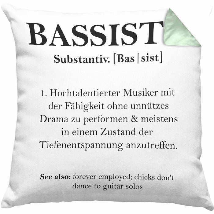 Bassist Kissen mit Füllung 40x40 Geschenk Definition Lustiger Spruch Bass-Spieler Geschenkidee (Grau) Grün Trendation
