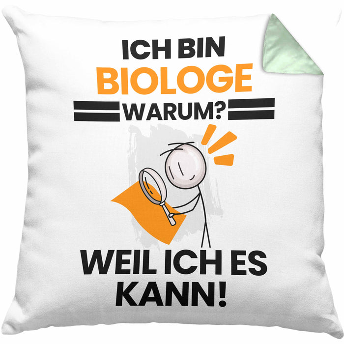 Biologe Geschenk Kissen mit Füllung 40x40 Lustiger Spruch Ich Bin Biologe Warum Weil Ich Es Kann Geschenkidee Bester Biologe Geburtstag (Grau) Grün Trendation