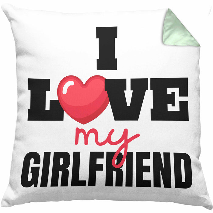 I Love My Girlfriend Kissen mit Füllung 40x40 Geschenk für Freund Beziehung Liebe Geschenkidee (Grau) Grün Trendation