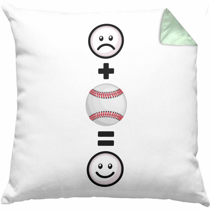 Baseball Kissen mit Füllung 40x40 Geschenk für Baseball-Spieler Lustige Geschenkidee :( + Baseball = :) Geburtstag (Grau) Grün Trendation