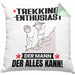 Trekking-Enthusiast Kissen mit Füllung 40x40 Geschenk für Trekking-Enthusiast Der Mann Der Alles Kann Geschenkidee zum Geburtstag (Grau) Grün Trendation