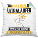 Ultraläufer Kissen mit Füllung 40x40 Geschenk für Ultraläufer Geburtstag Lustiger Spruch Was Ist Deine Superkraft (Grau) Grün Trendation