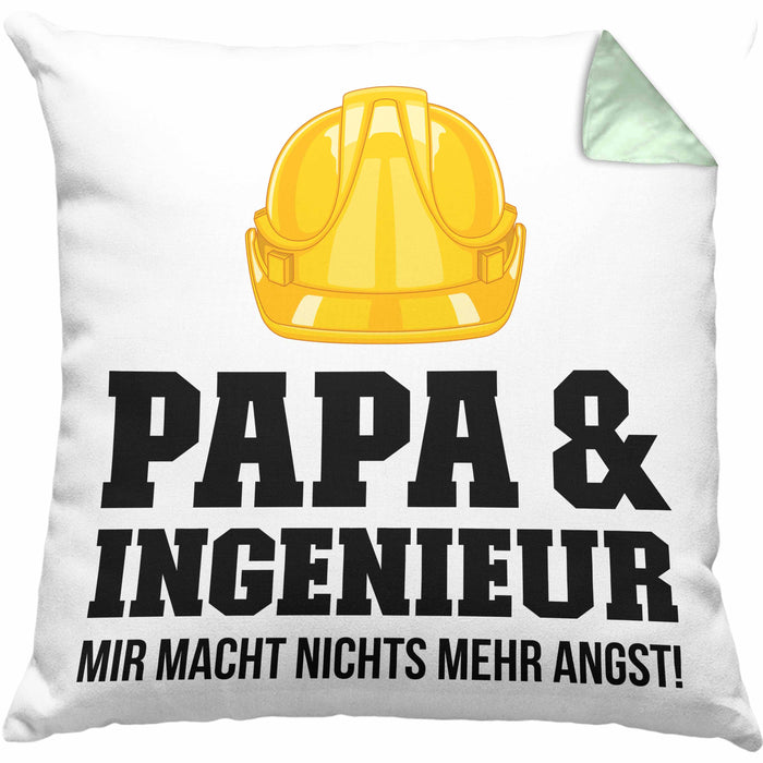 Ingenieur Papa Kissen mit Füllung 40x40 Gadget Geschenk Ingeneur Geschenkidee (Grau) Grün Trendation