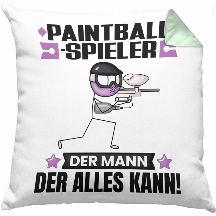 Paintballspieler Kissen mit Füllung 40x40 Geschenk für Paintballspieler Der Mann Der Alles Kann Geschenkidee zum Geburtstag (Grau) Grün Trendation