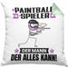Paintballspieler Kissen mit Füllung 40x40 Geschenk für Paintballspieler Der Mann Der Alles Kann Geschenkidee zum Geburtstag (Grau) Grün Trendation
