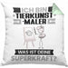 Tierkunst-Maler Kissen mit Füllung 40x40 Geschenk für Tierkunst-Maler Geburtstag Lustiger Spruch Was Ist Deine Superkraft (Grau) Grün Trendation