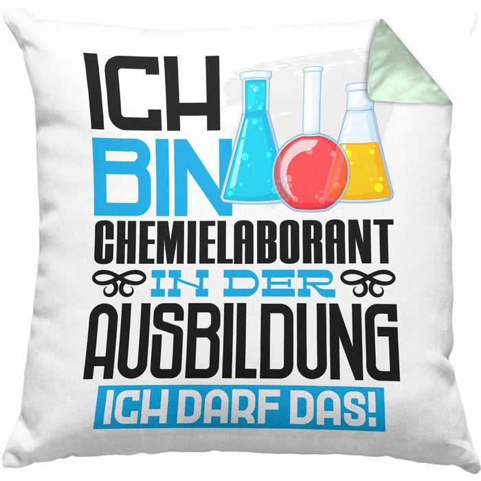 Chemielaborant Ausbildung Kissen mit Füllung 40x40 Geschenk Ich Bin Chemielaborant In Der Ausbildung Ich Darf Das Geschenkidee Spruch (Grau) Grün Trendation