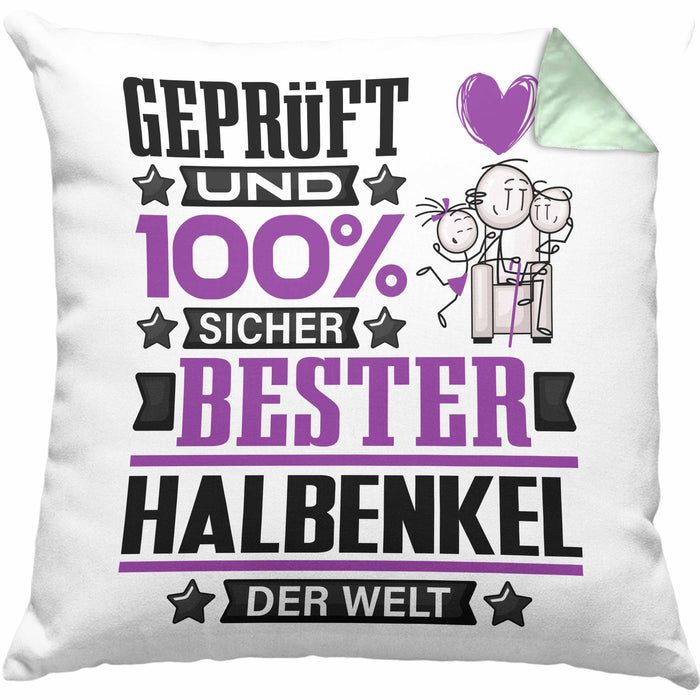 Halbenkel Geschenk Lustiger Spruch für Halbenkel Geschenkidee Bester Halbenkel Der WeltKissen mit Füllung 40x40 (Grau) Grün Trendation