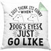 Lustige Hunde Meme Kissen mit Füllung 40x40 Geschenk Spruch Hundeliebhaber Hundebesitzer Geschenkidee When Dogs Eyes Goes Like (Grau) Grün Trendation