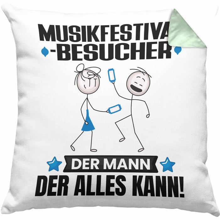 Musikfestival-Besucher Kissen mit Füllung 40x40 Geschenk für Musikfestival-Besucher Der Mann Der Alles Kann Geschenkidee zum Geburtstag (Grau) Grün Trendation